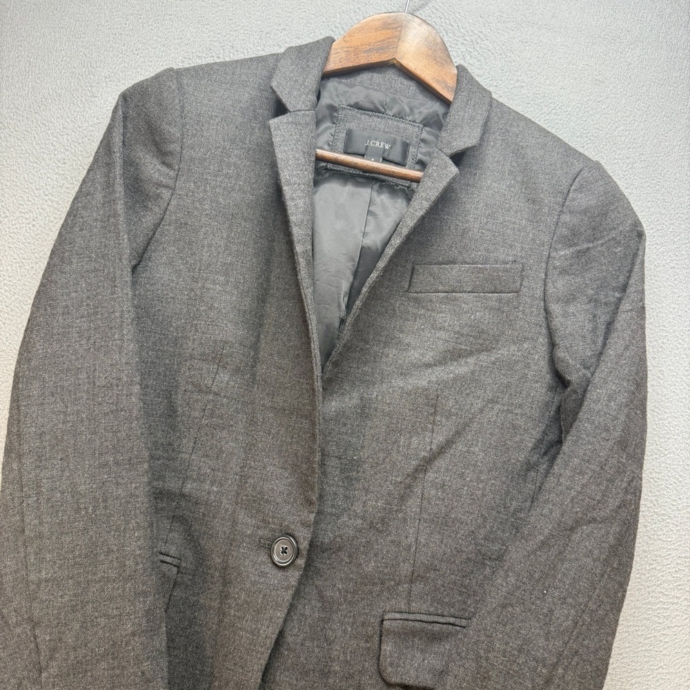 J.Crew Wool Blend Blazer Jacket Womens 6 Gray Stretch One Button Professional